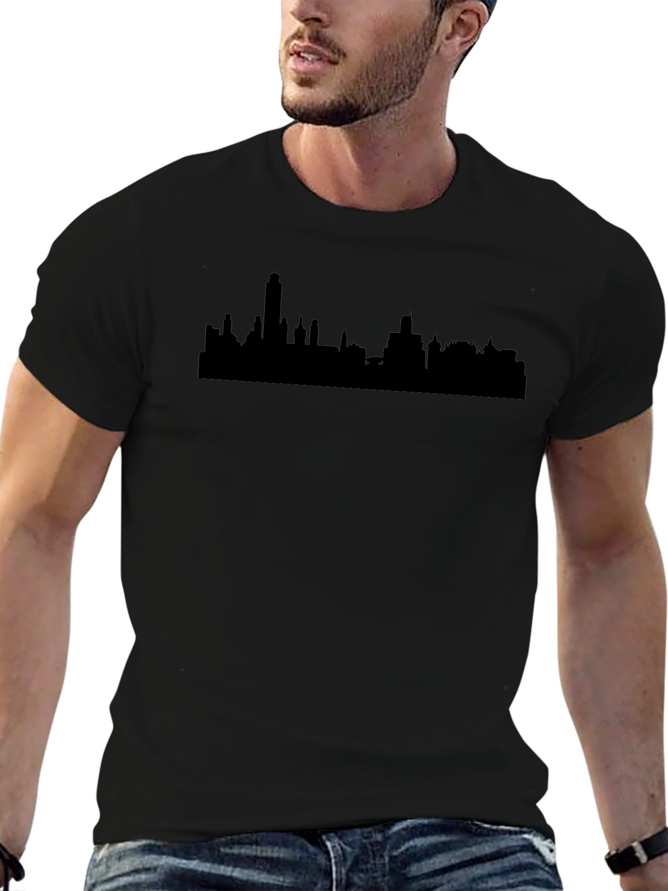 City Skyline Graphic Tee - Mens Black T-Shirt