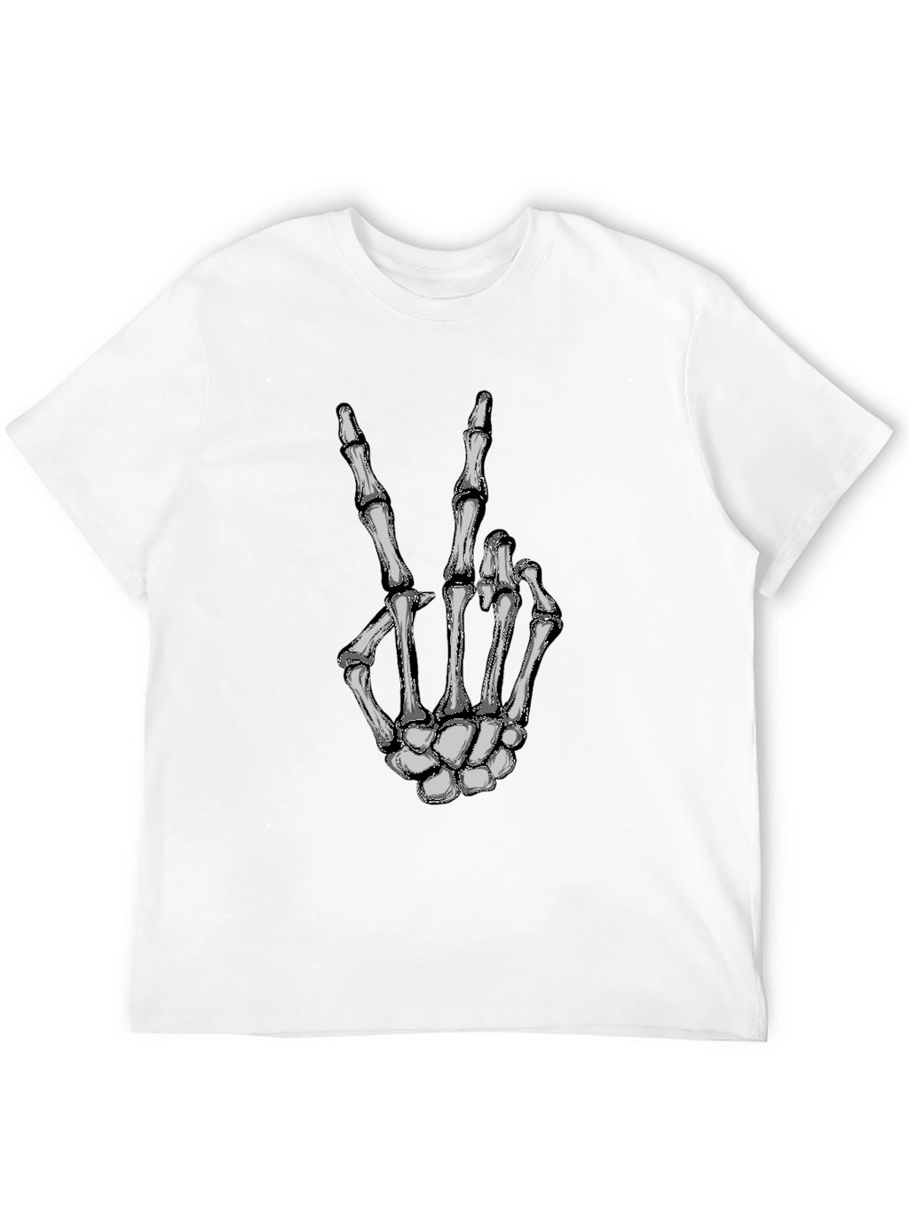 Skeleton Hand Peace Sign Graphic Tee - Black