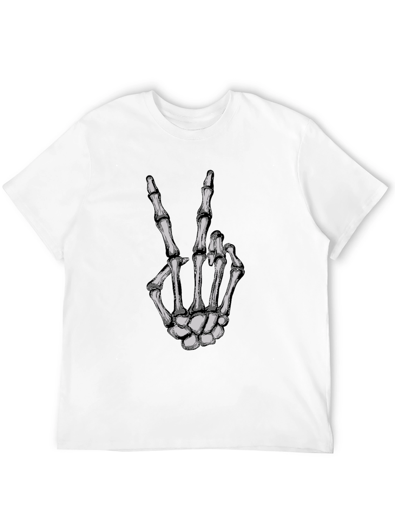 Skeleton Hand Peace Sign Graphic Tee - Black