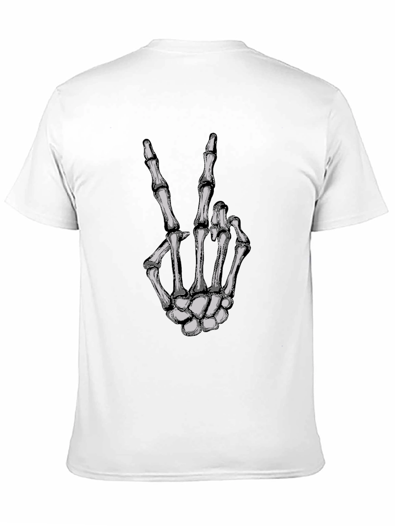 Skeleton Hand Peace Sign Graphic Tee - Black