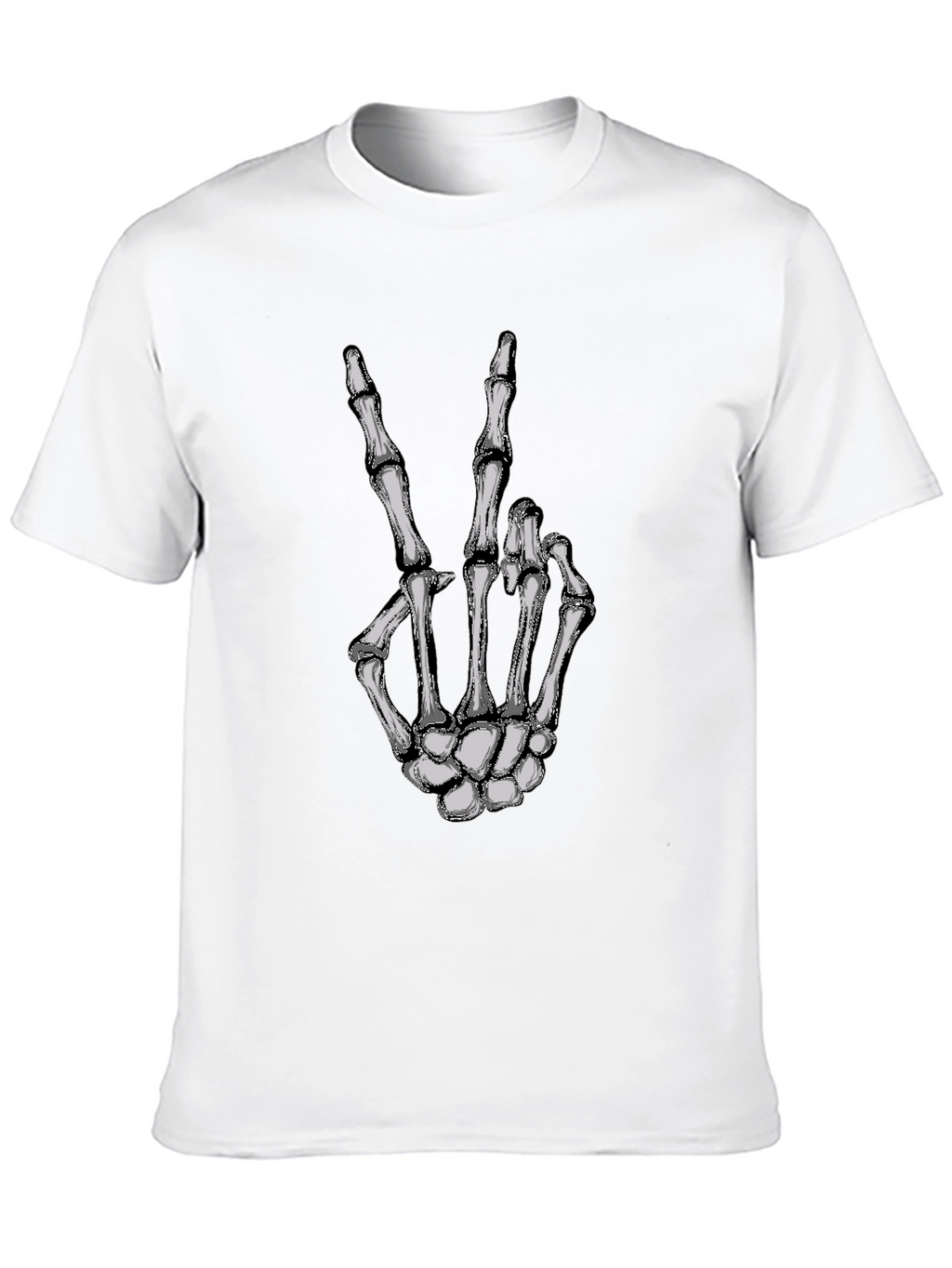 Skeleton Hand Peace Sign Graphic Tee - Black