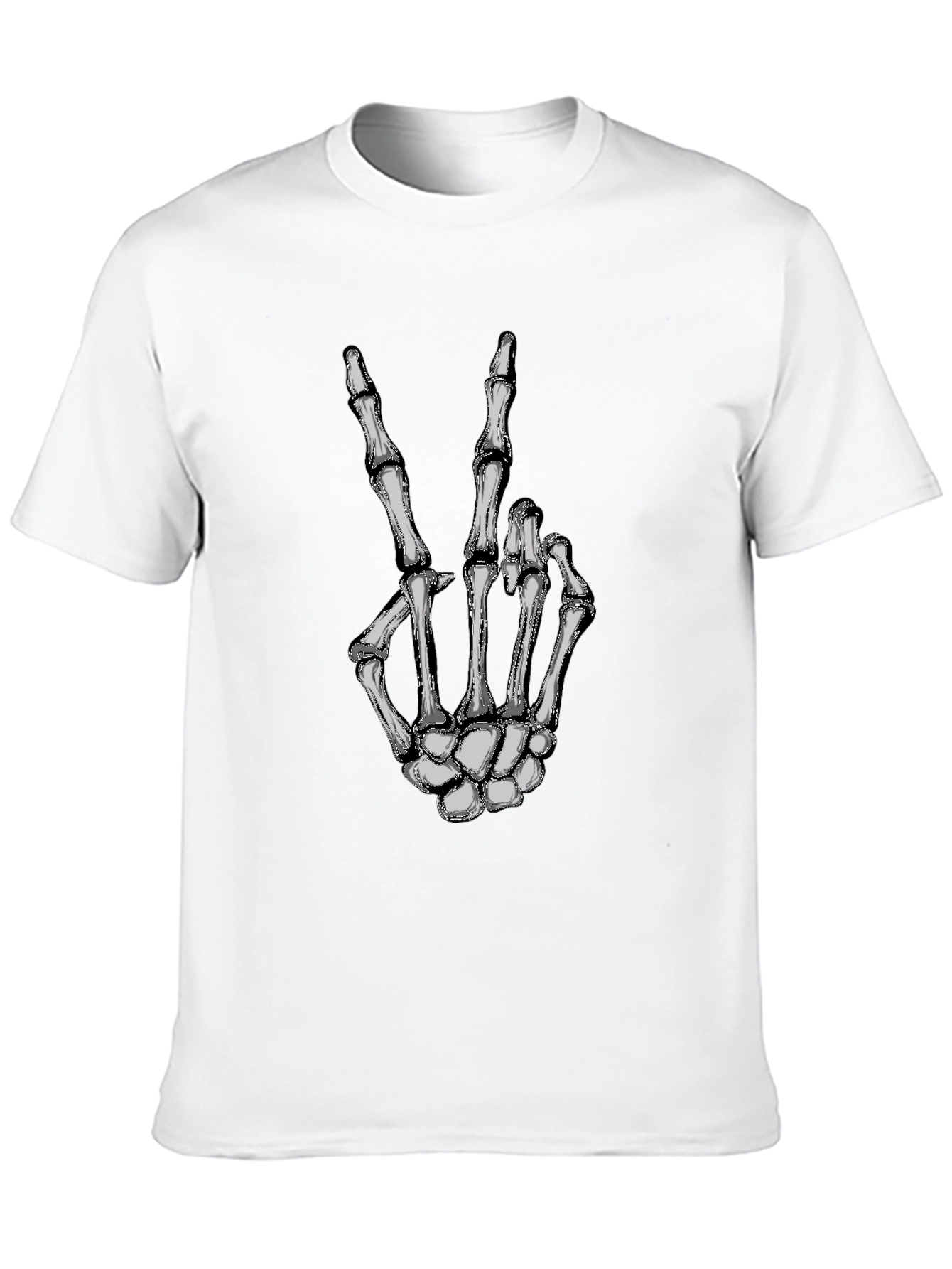 Skeleton Hand Peace Sign Graphic Tee - Black