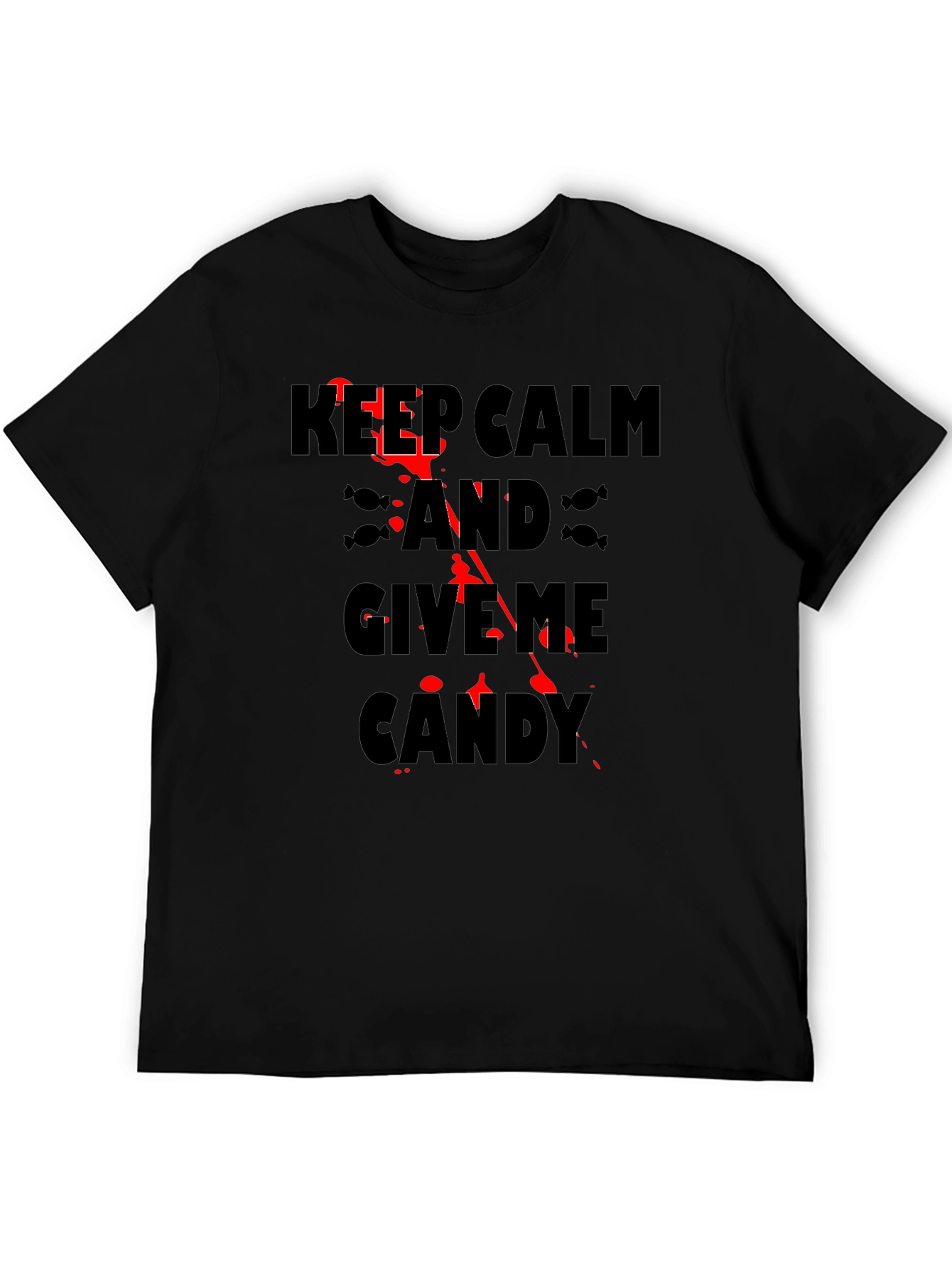 Keep Calm & Give Me Candy Black Halloween T-Shirt