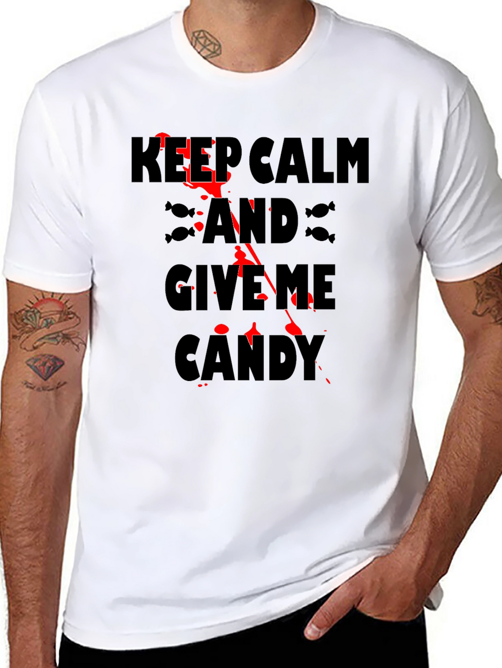 Keep Calm & Give Me Candy Black Halloween T-Shirt