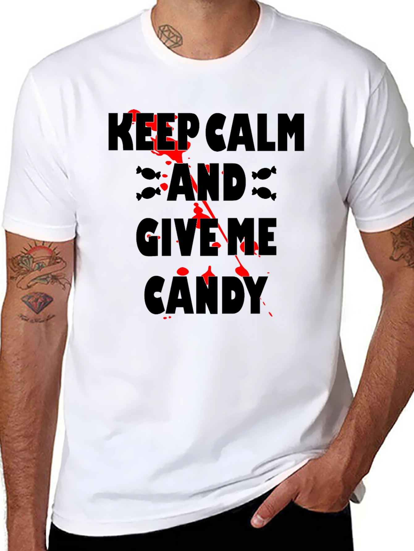 Keep Calm & Give Me Candy Black Halloween T-Shirt