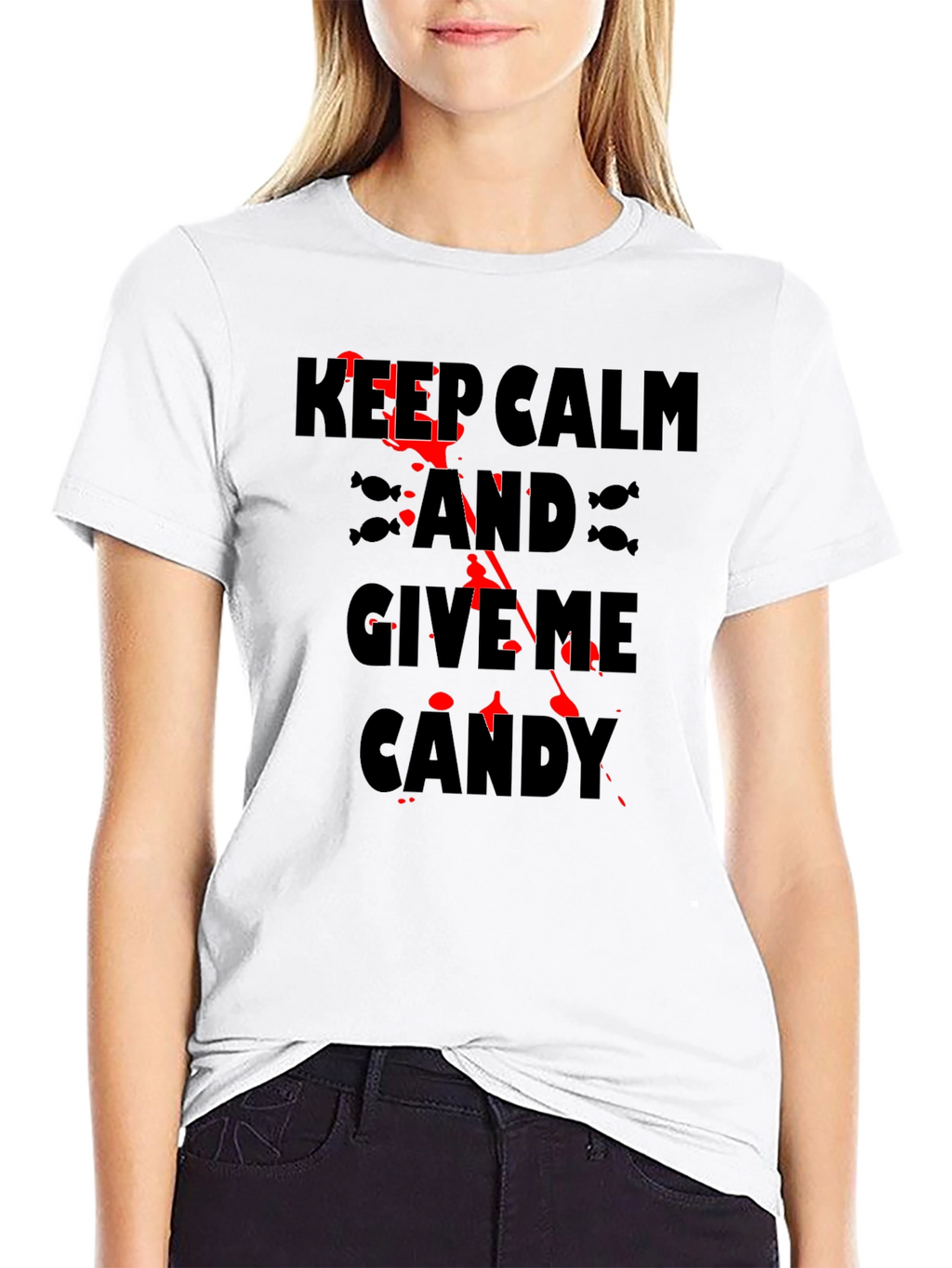 Keep Calm & Give Me Candy Black Halloween T-Shirt