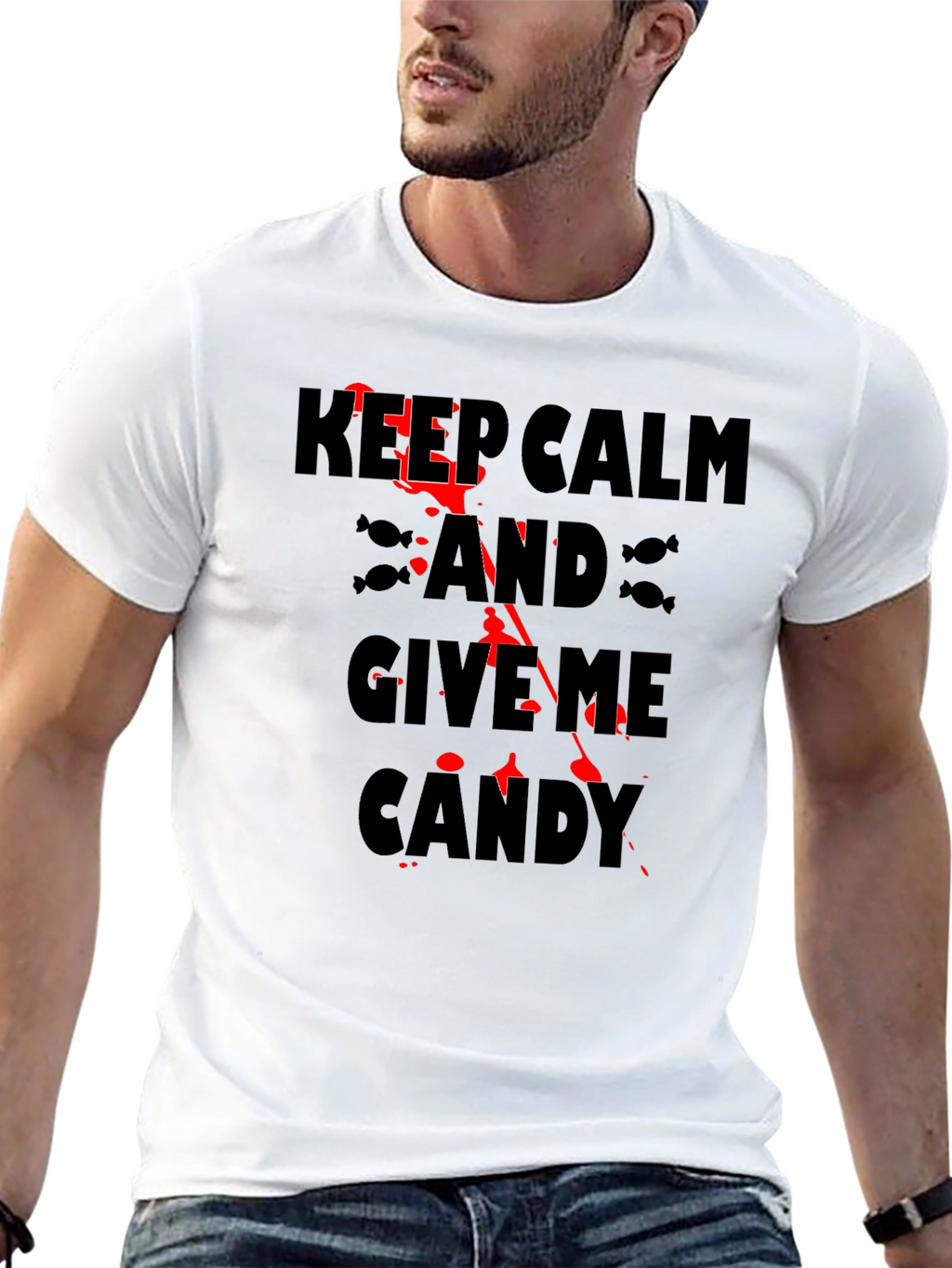 Keep Calm & Give Me Candy Black Halloween T-Shirt
