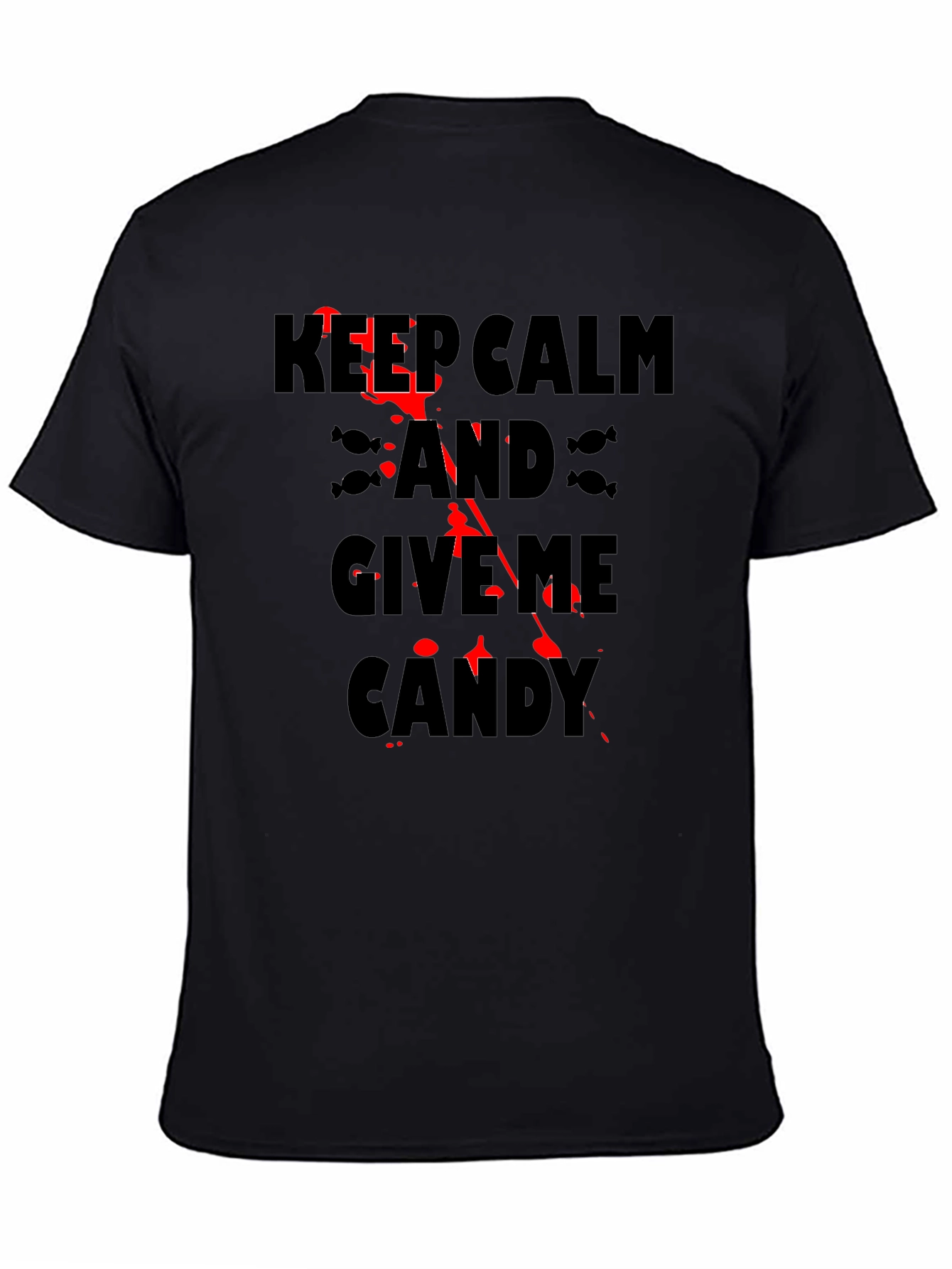 Keep Calm & Give Me Candy Black Halloween T-Shirt
