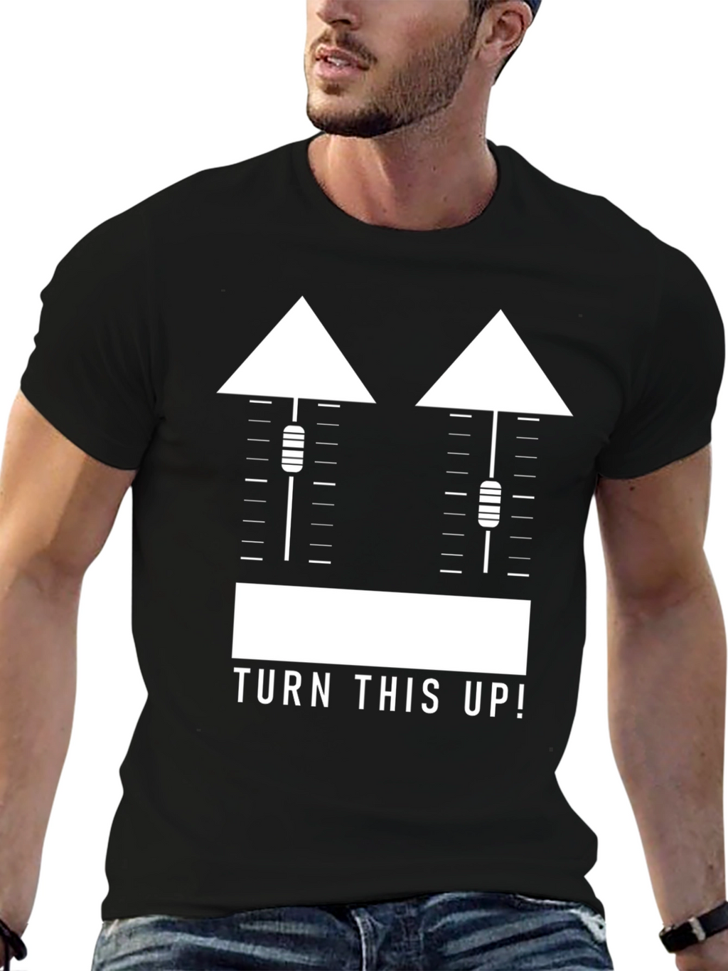 Turn This Up! Graphic Tee - Black Cotton Blend