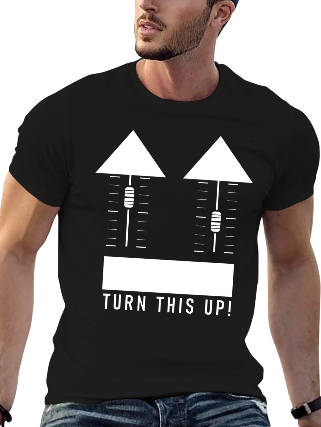 Turn This Up! Graphic Tee - Black Cotton Blend