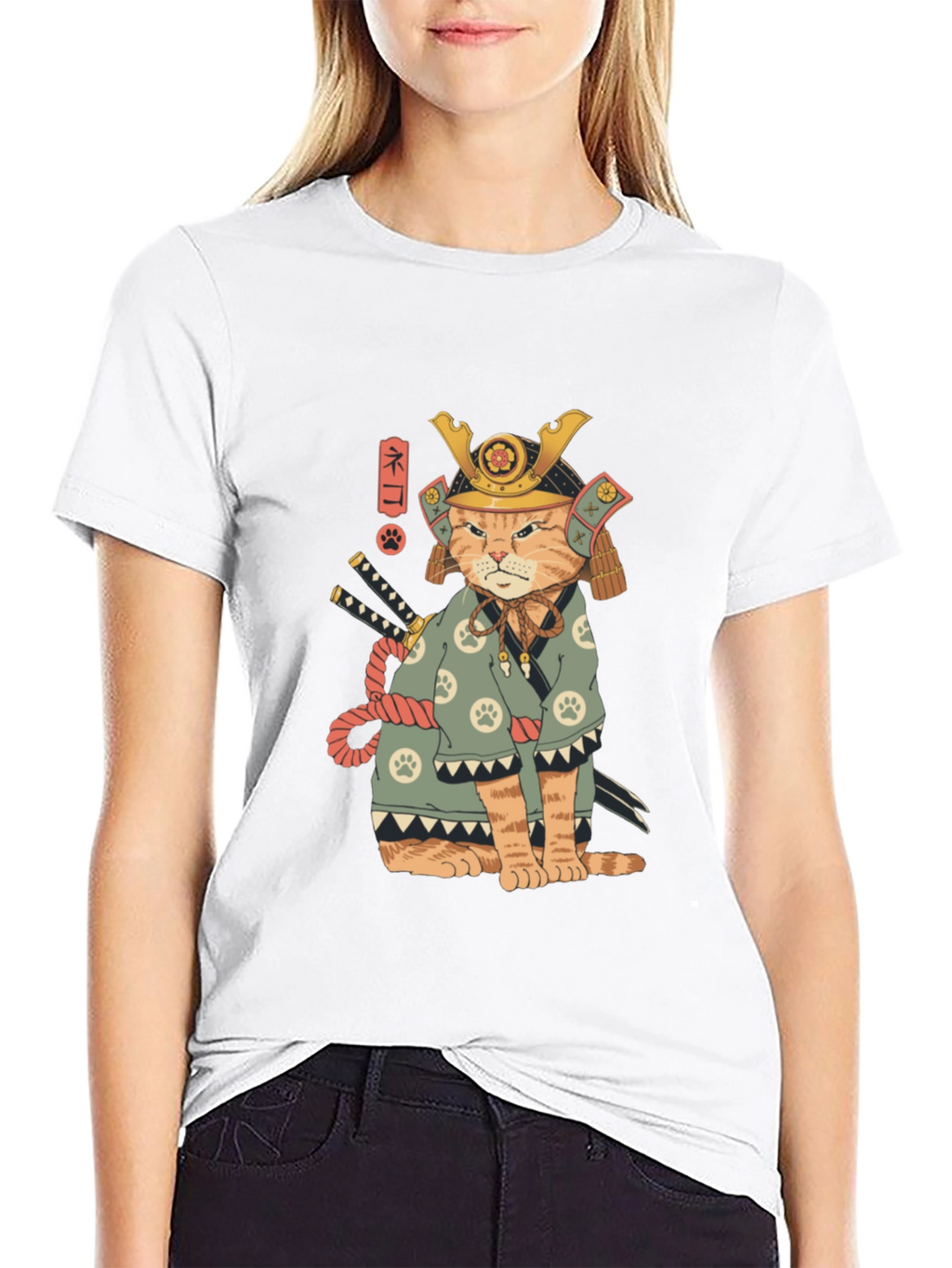 Samurai Cat T-Shirt - Unique Graphic Tee