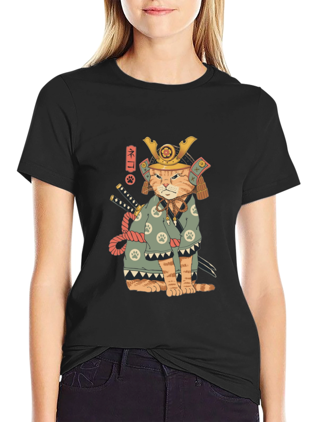 Samurai Cat T-Shirt - Unique Graphic Tee