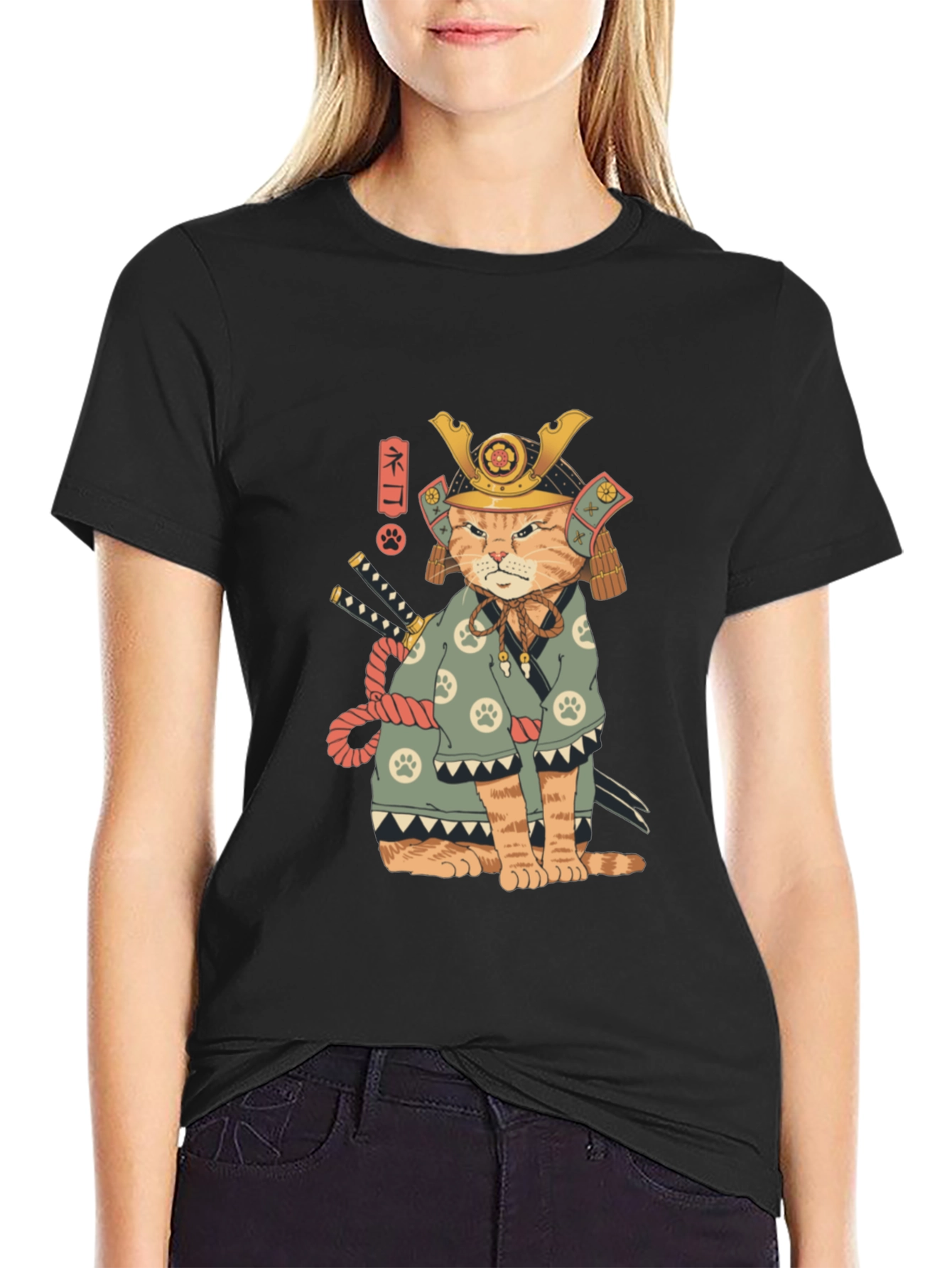 Samurai Cat T-Shirt - Unique Graphic Tee