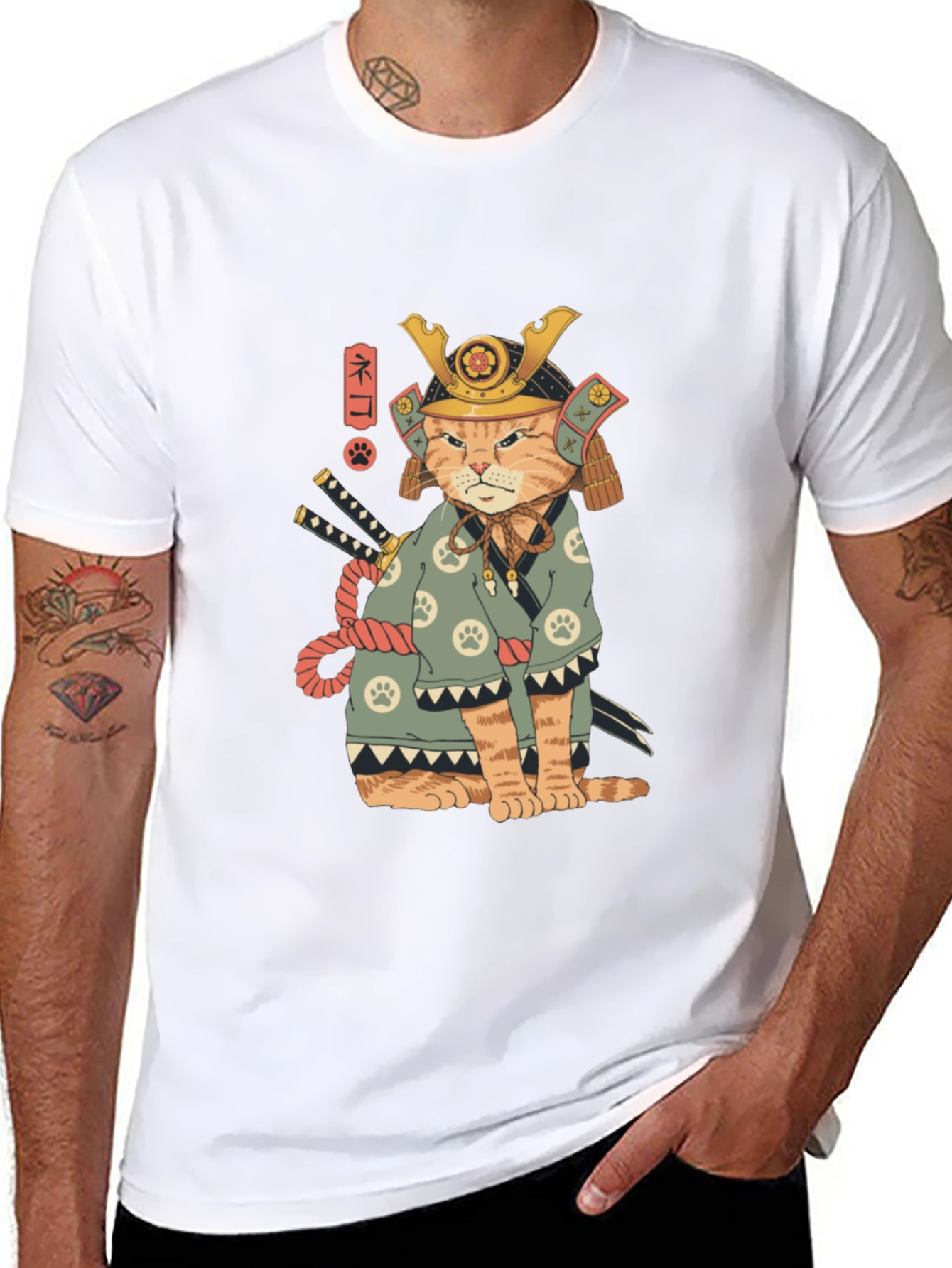 Samurai Cat T-Shirt - Unique Graphic Tee