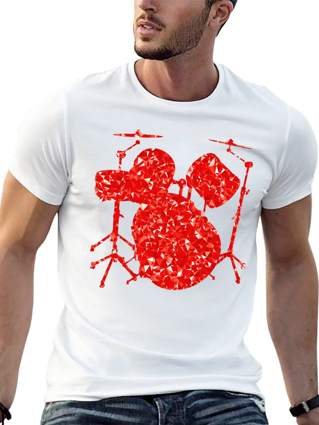 Geometric Drum Set Graphic Tee - Black
