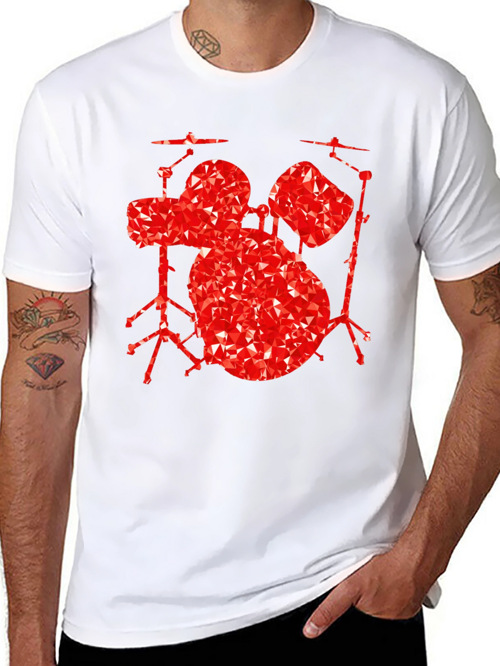 Geometric Drum Set Graphic Tee - Black