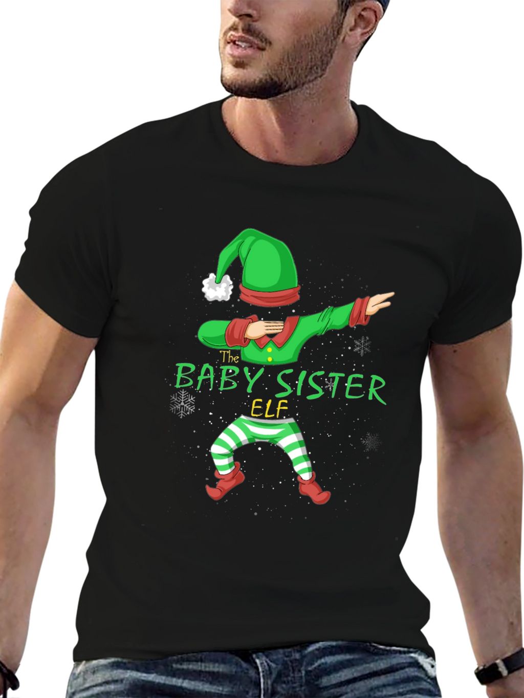 Baby Sister Elf Dabbing Christmas T-Shirt