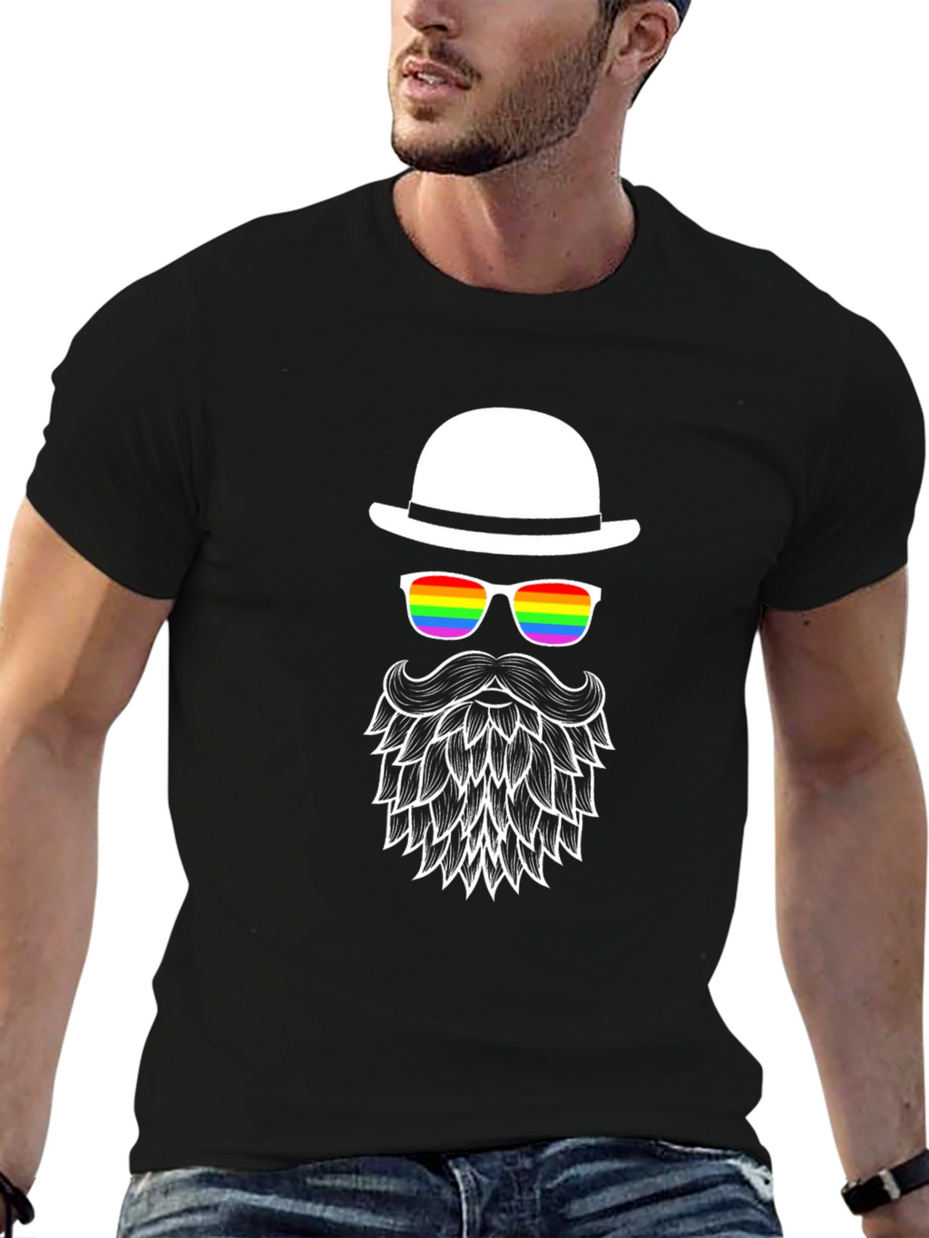 LGBT Pride Bearded Man T-Shirt