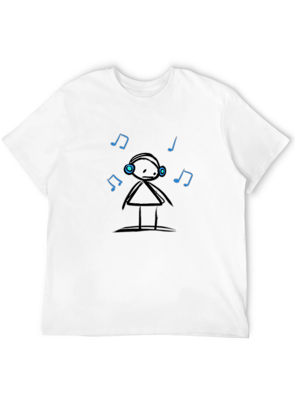 Cool Graphic Tee: Stick Figure DJ with Headphones