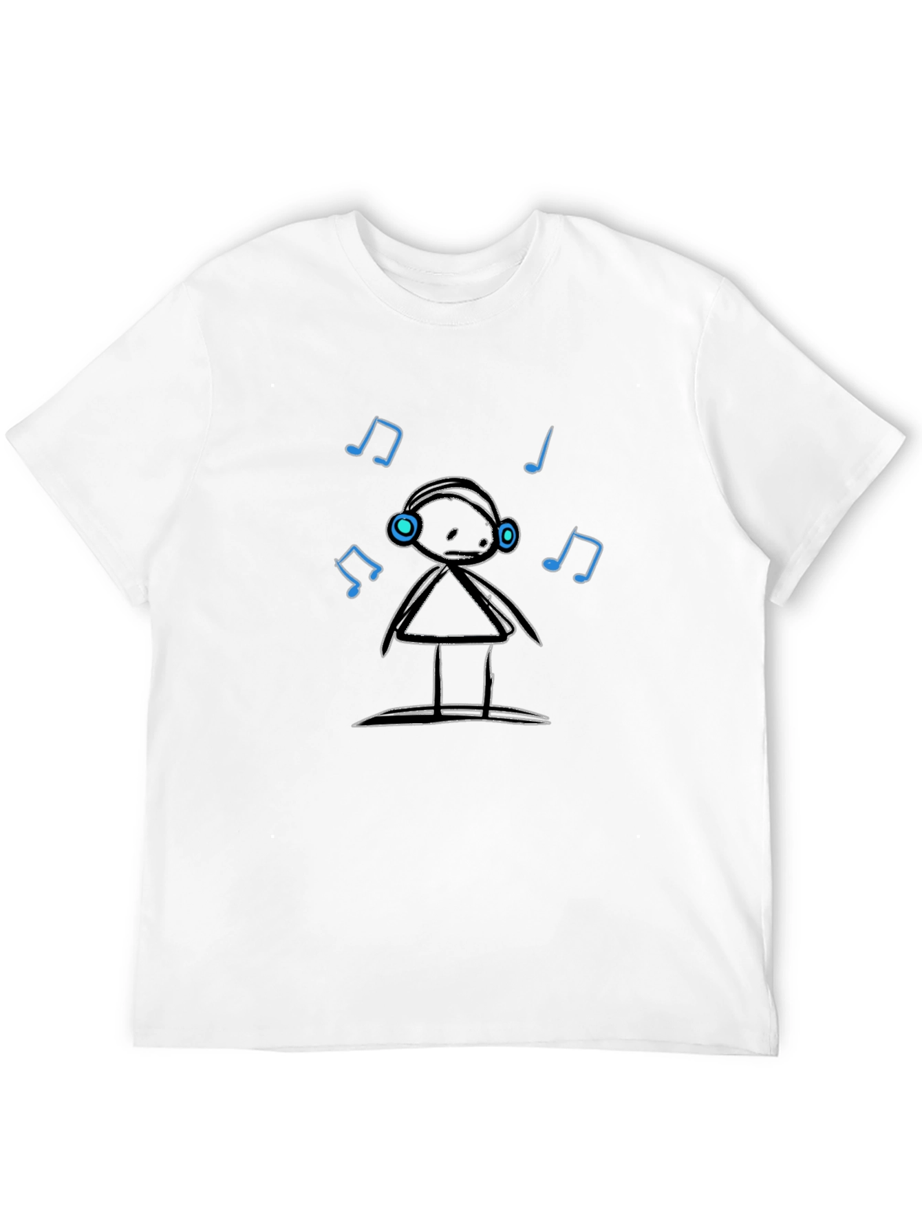 Cool Graphic Tee: Stick Figure DJ with Headphones