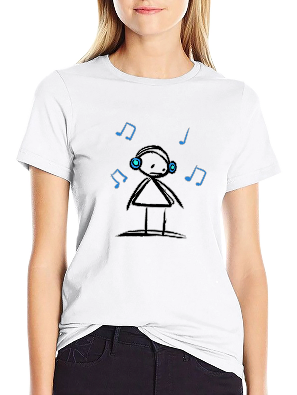 Cool Graphic Tee: Stick Figure DJ with Headphones
