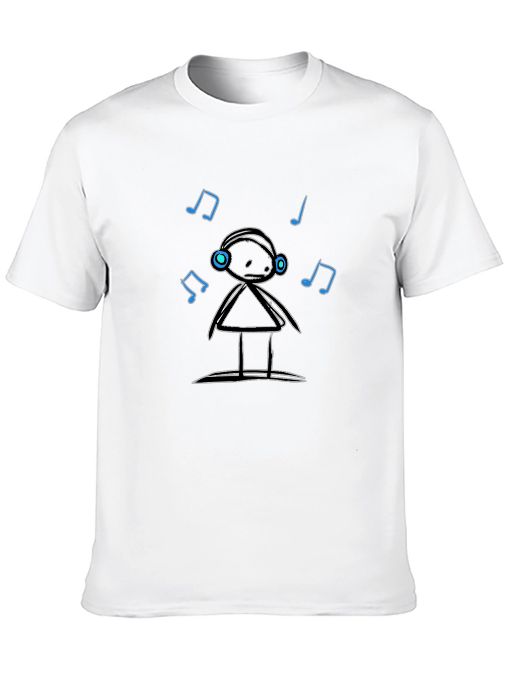 Cool Graphic Tee: Stick Figure DJ with Headphones