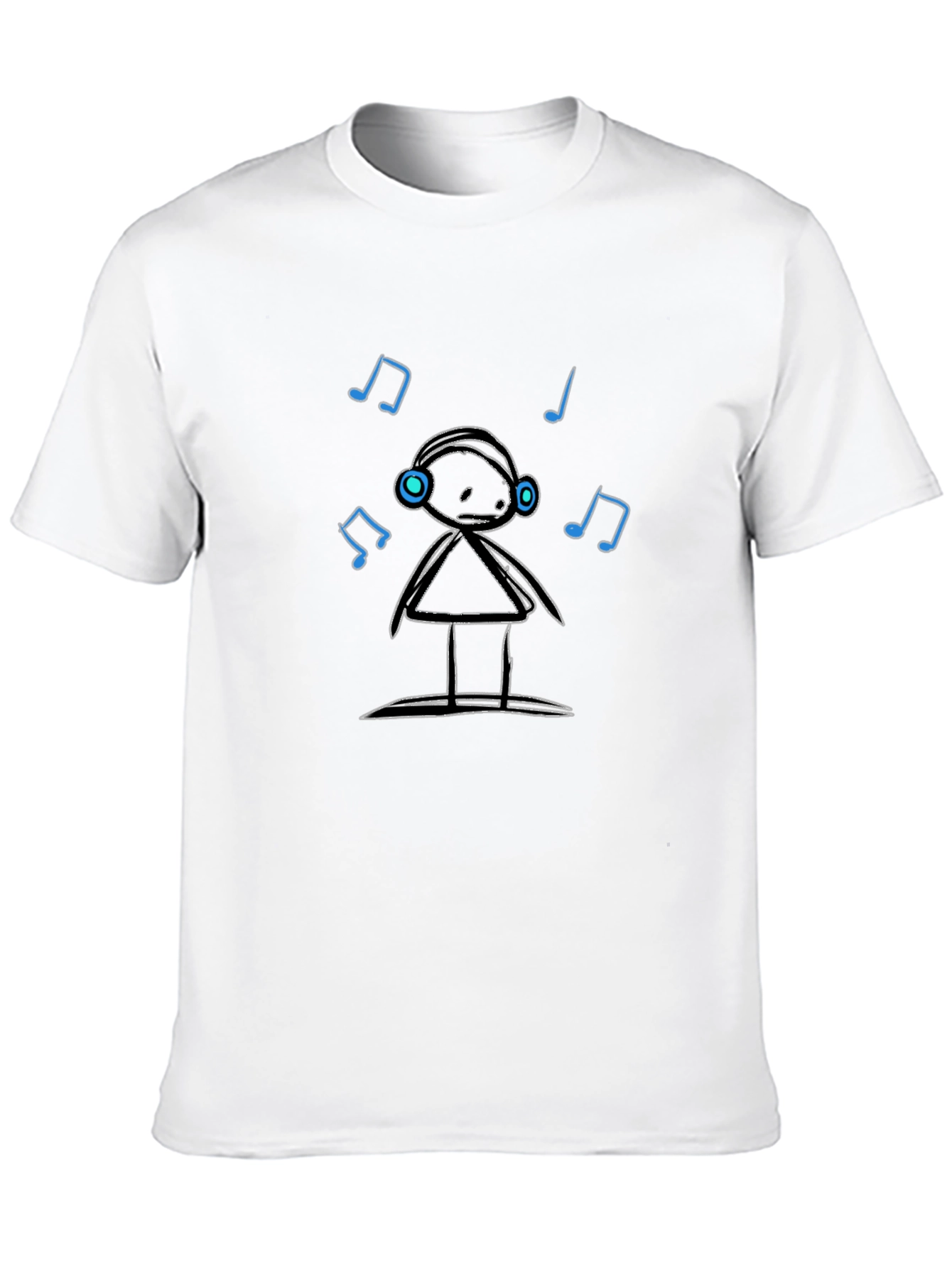 Cool Graphic Tee: Stick Figure DJ with Headphones