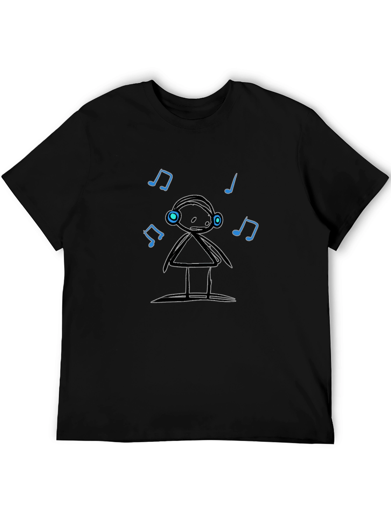 Cool Graphic Tee: Stick Figure DJ with Headphones