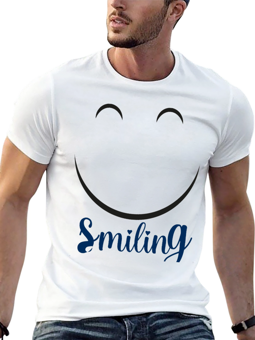 Smiling Graphic Print Black T-Shirt