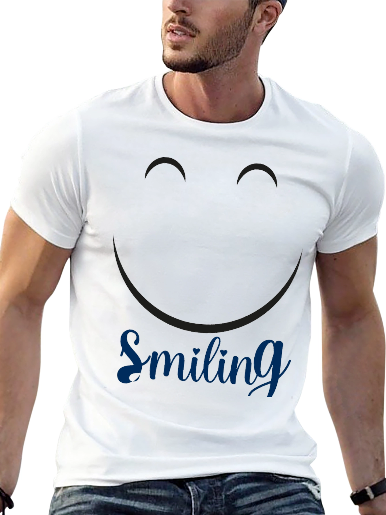 Smiling Graphic Print Black T-Shirt