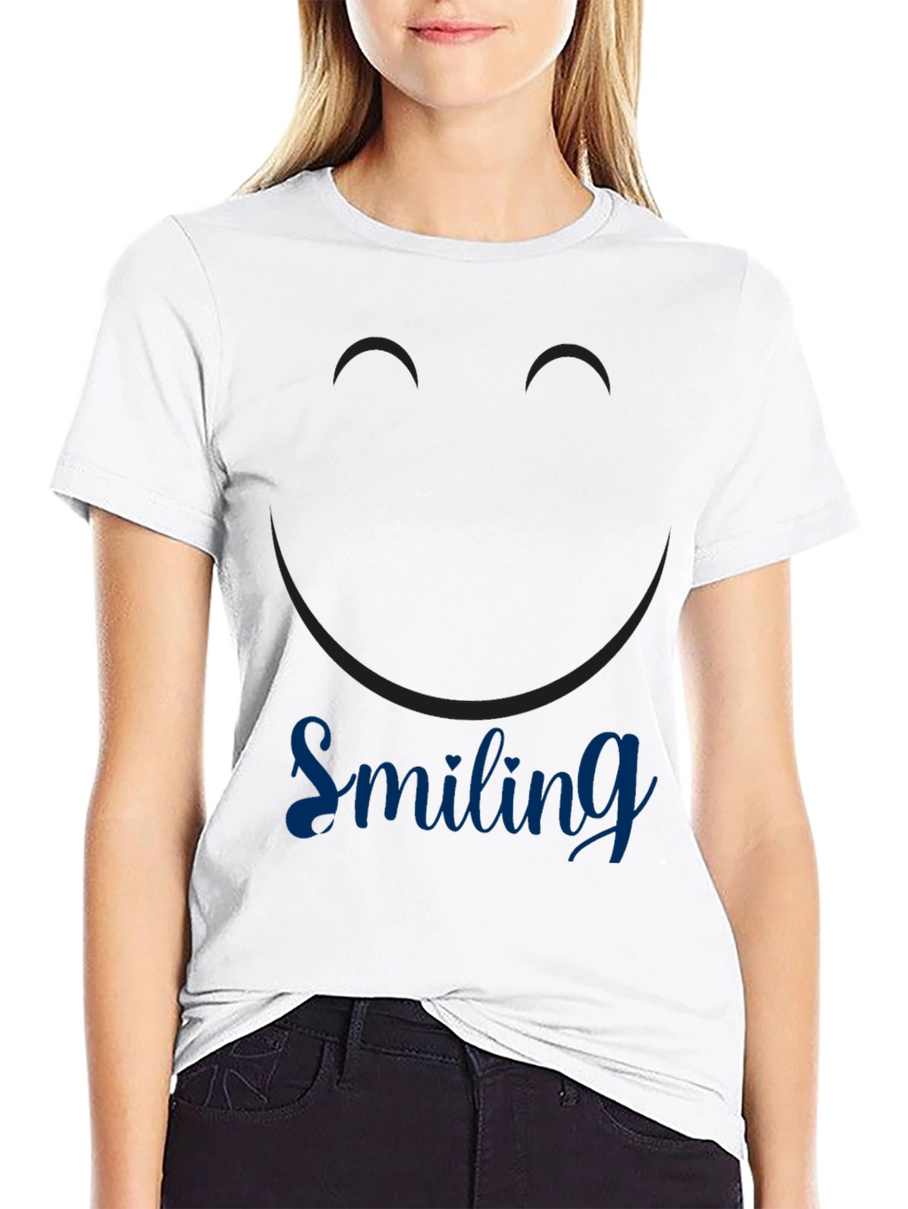 Smiling Graphic Print Black T-Shirt