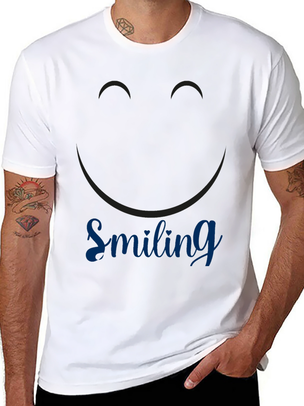 Smiling Graphic Print Black T-Shirt
