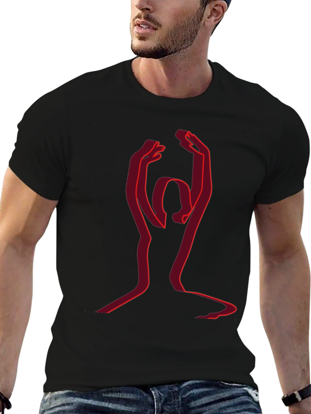 Yoga Silhouette Graphic Tee - Black