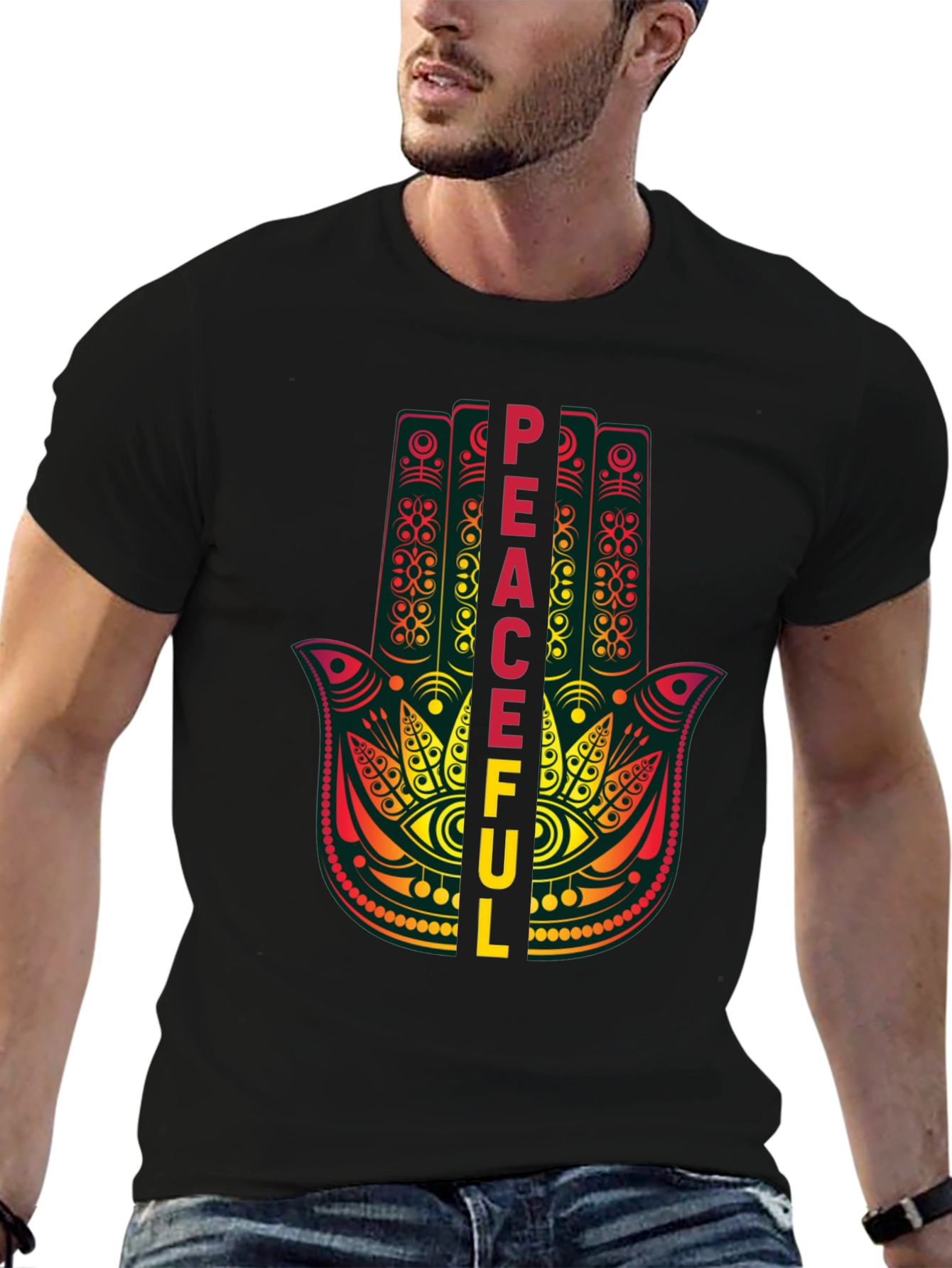 Peaceful Hamsa Hand Graphic T-Shirt