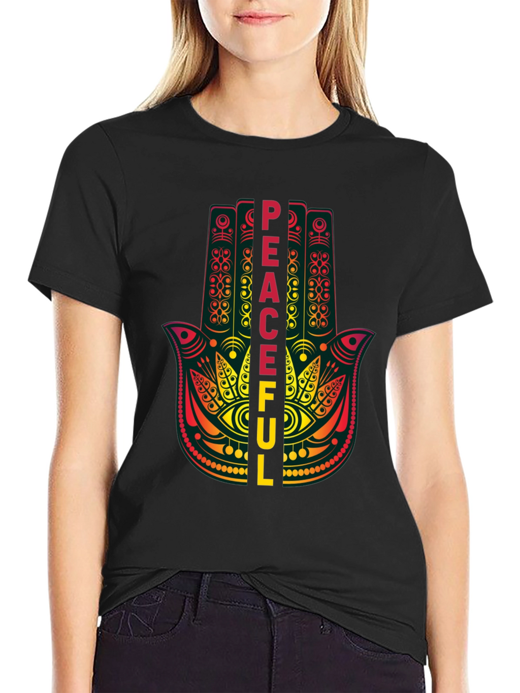Peaceful Hamsa Hand Graphic T-Shirt