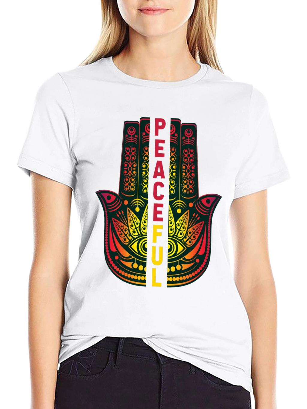 Peaceful Hamsa Hand Graphic T-Shirt