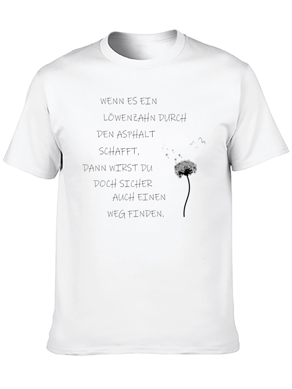 Inspirational Dandelion Print Black T-Shirt