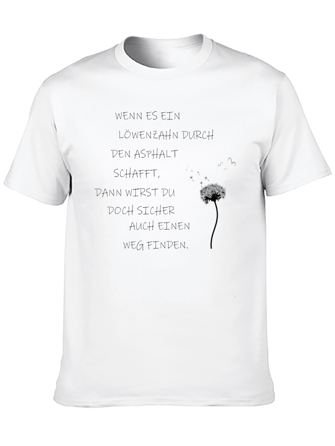 Inspirational Dandelion Print Black T-Shirt
