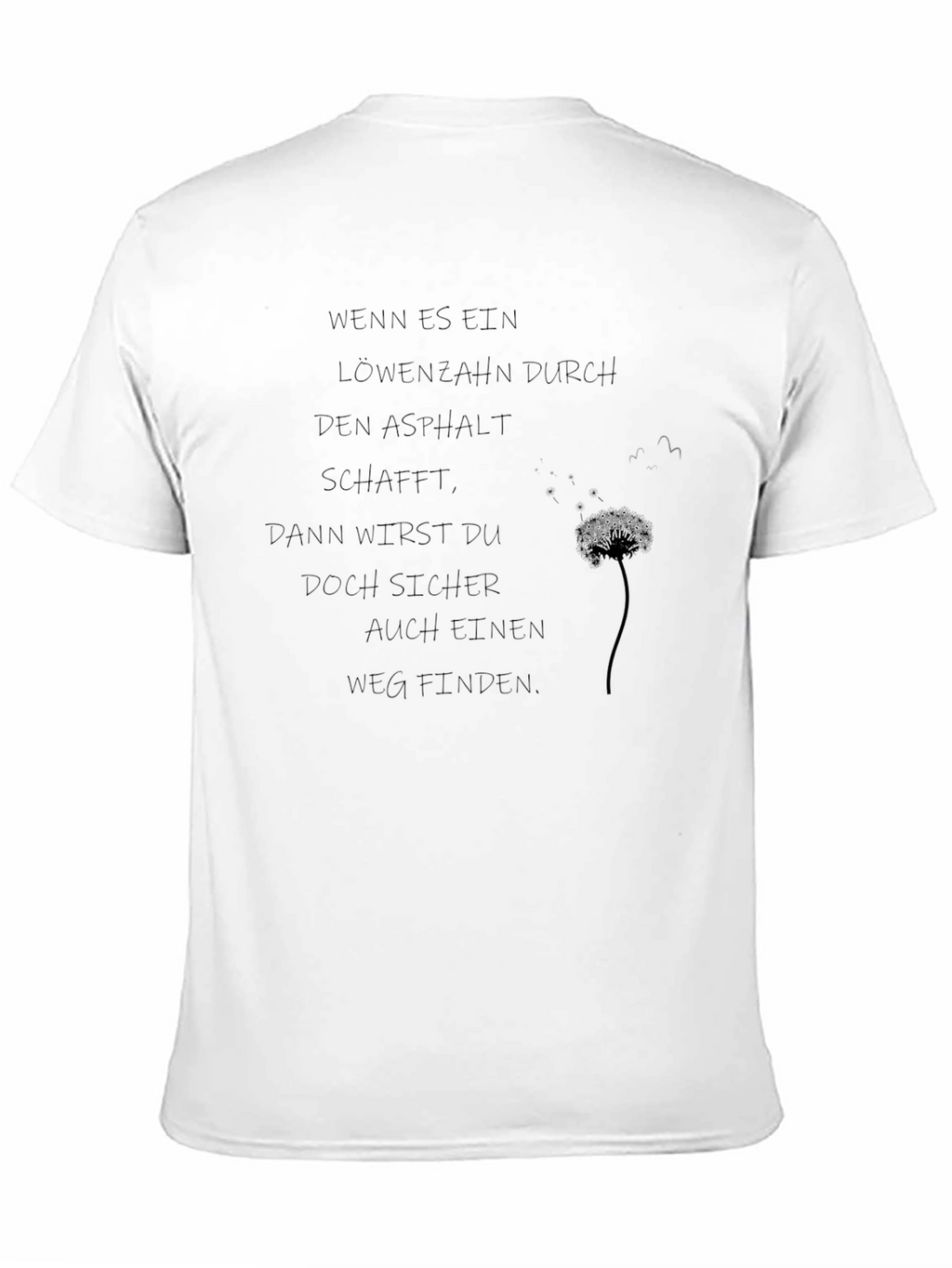 Inspirational Dandelion Print Black T-Shirt
