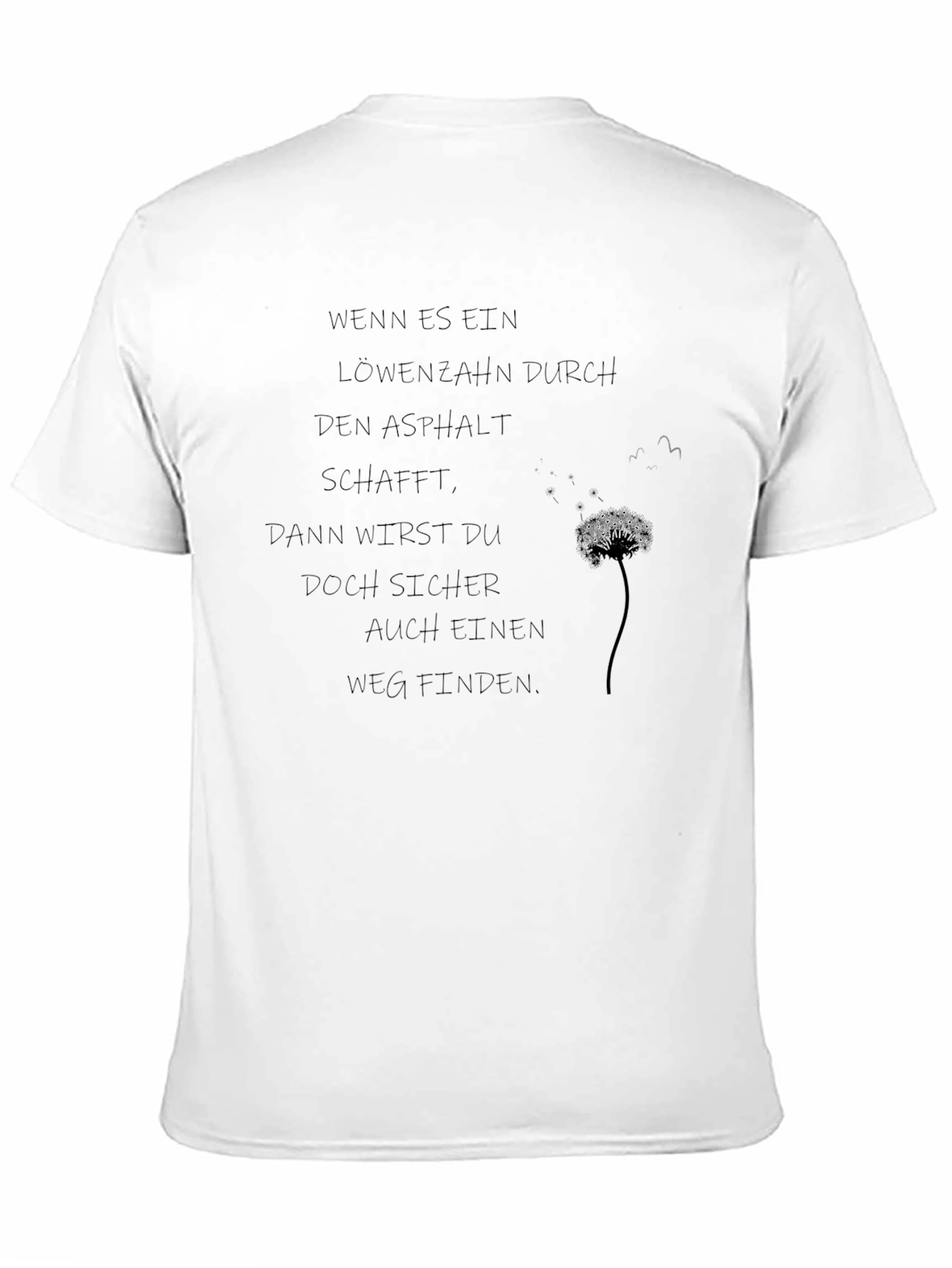 Inspirational Dandelion Print Black T-Shirt
