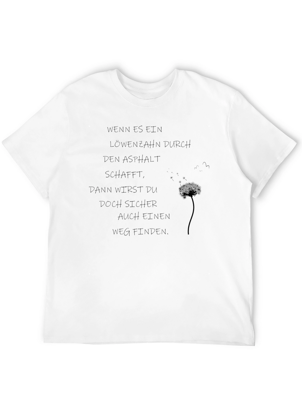 Inspirational Dandelion Print Black T-Shirt