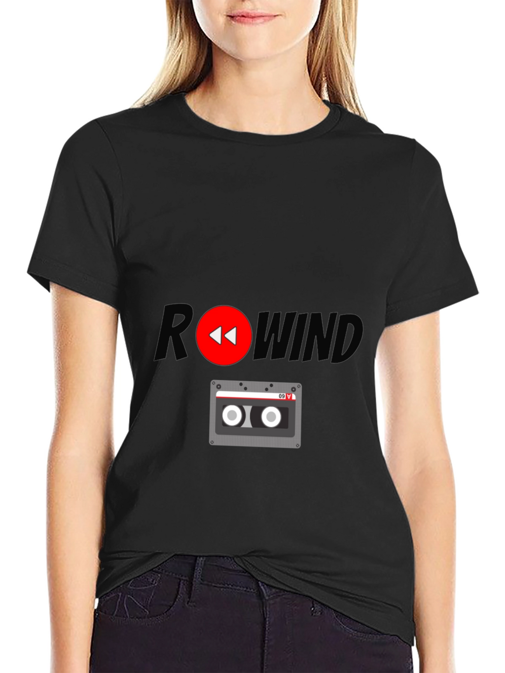 Rewind Cassette Tape Graphic T-Shirt - Retro Style