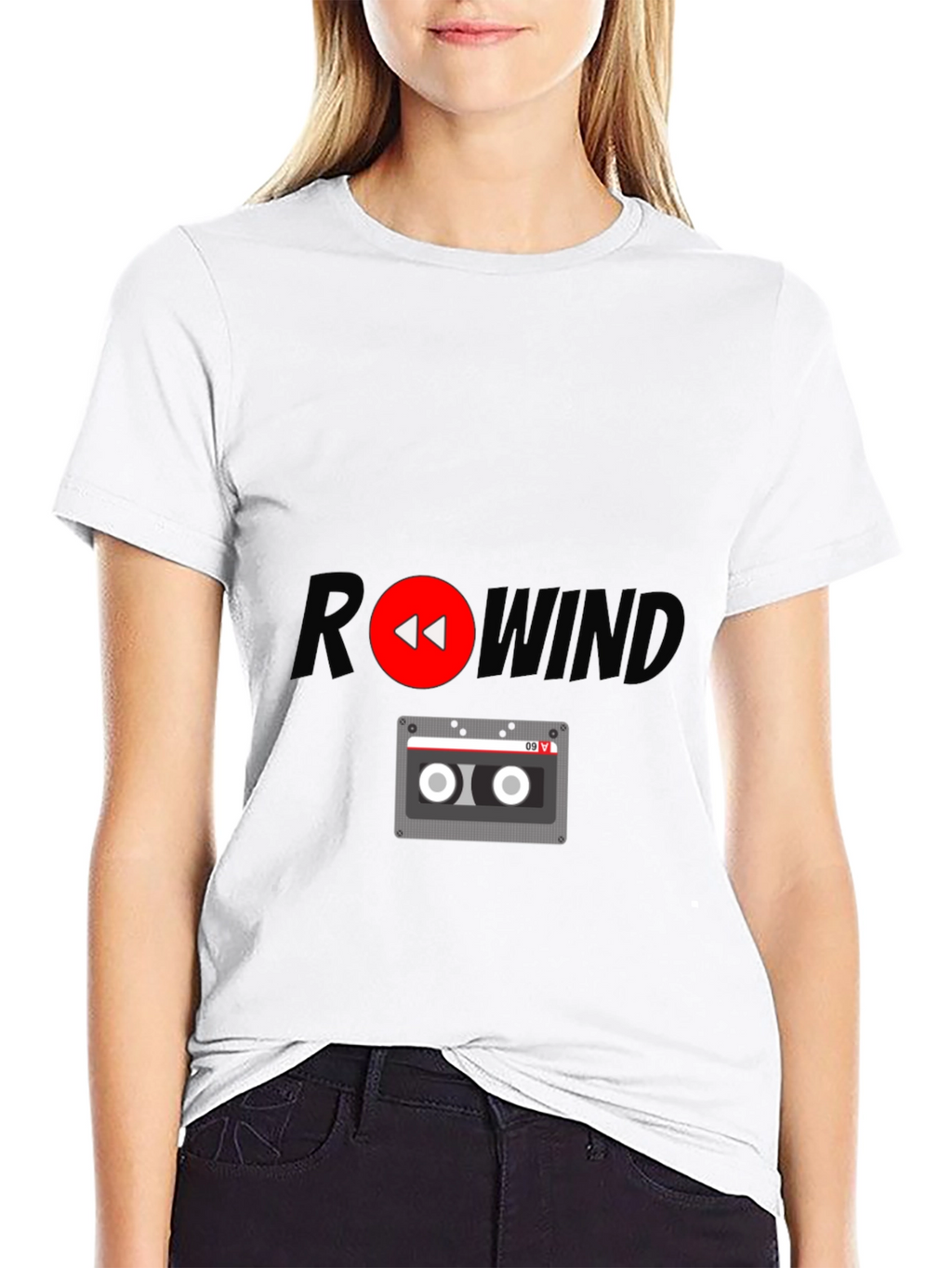 Rewind Cassette Tape Graphic T-Shirt - Retro Style