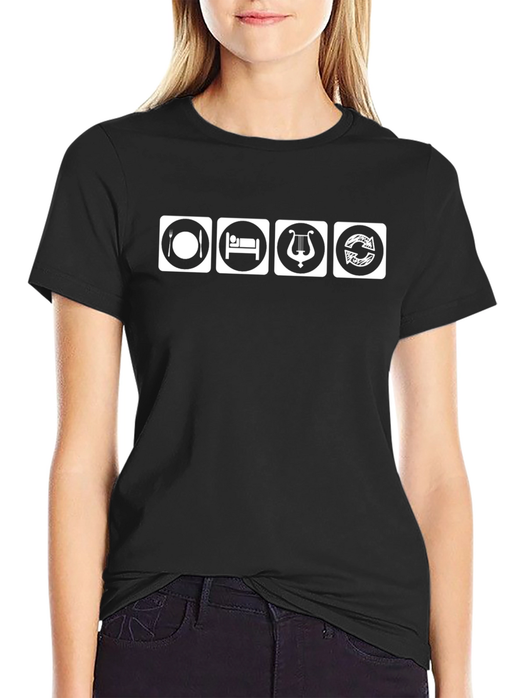 Eat Sleep Music Repeat Black T-Shirt