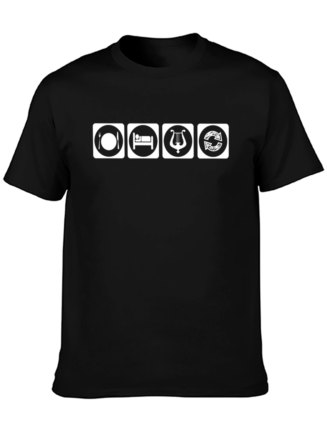 Eat Sleep Music Repeat Black T-Shirt