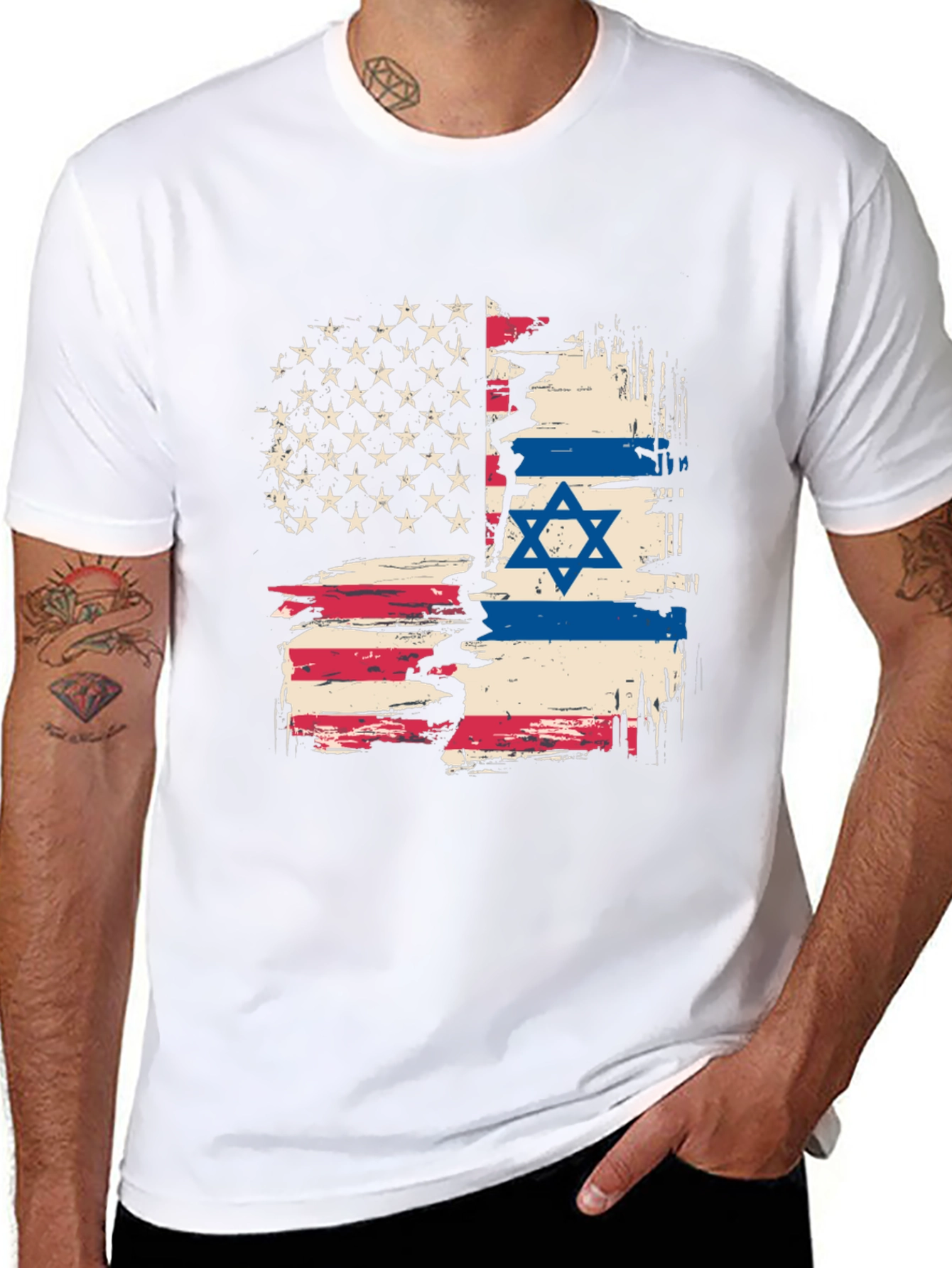USA Israel Flag Graphic Tee - Patriotic Shirt