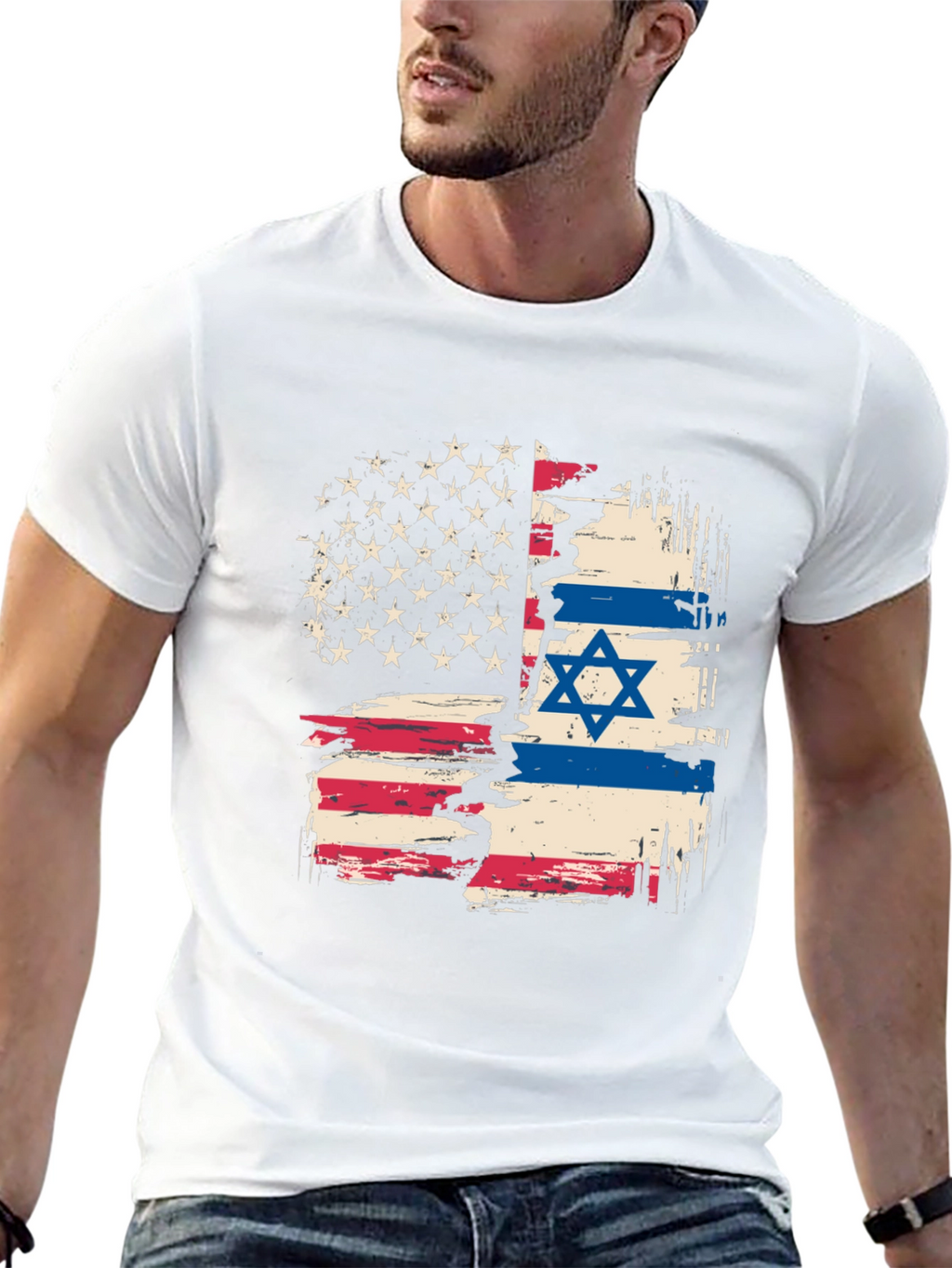 USA Israel Flag Graphic Tee - Patriotic Shirt