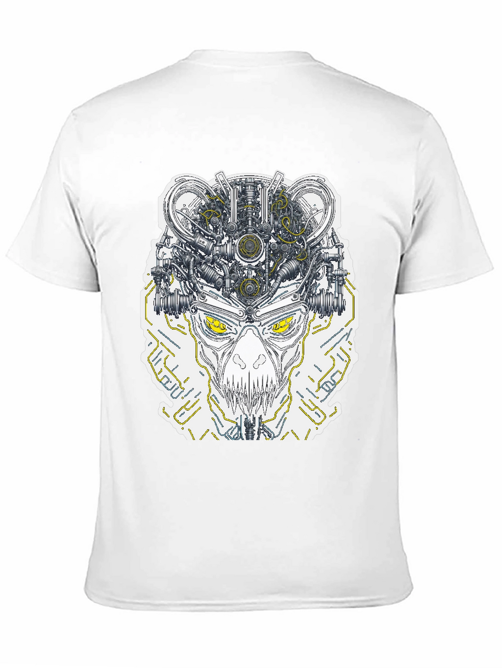 Robotic Skull Graphic Print Tee - Black