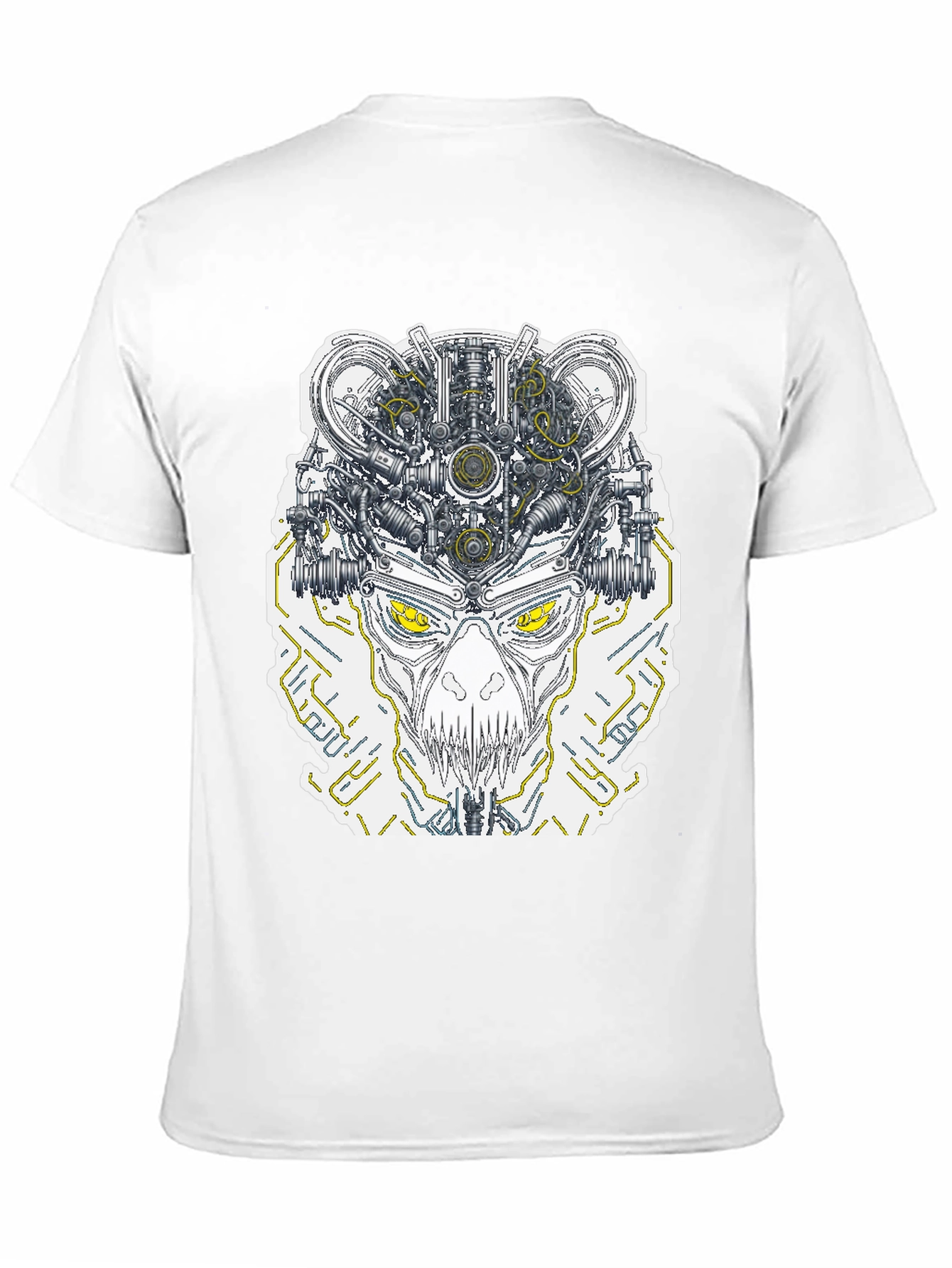 Robotic Skull Graphic Print Tee - Black