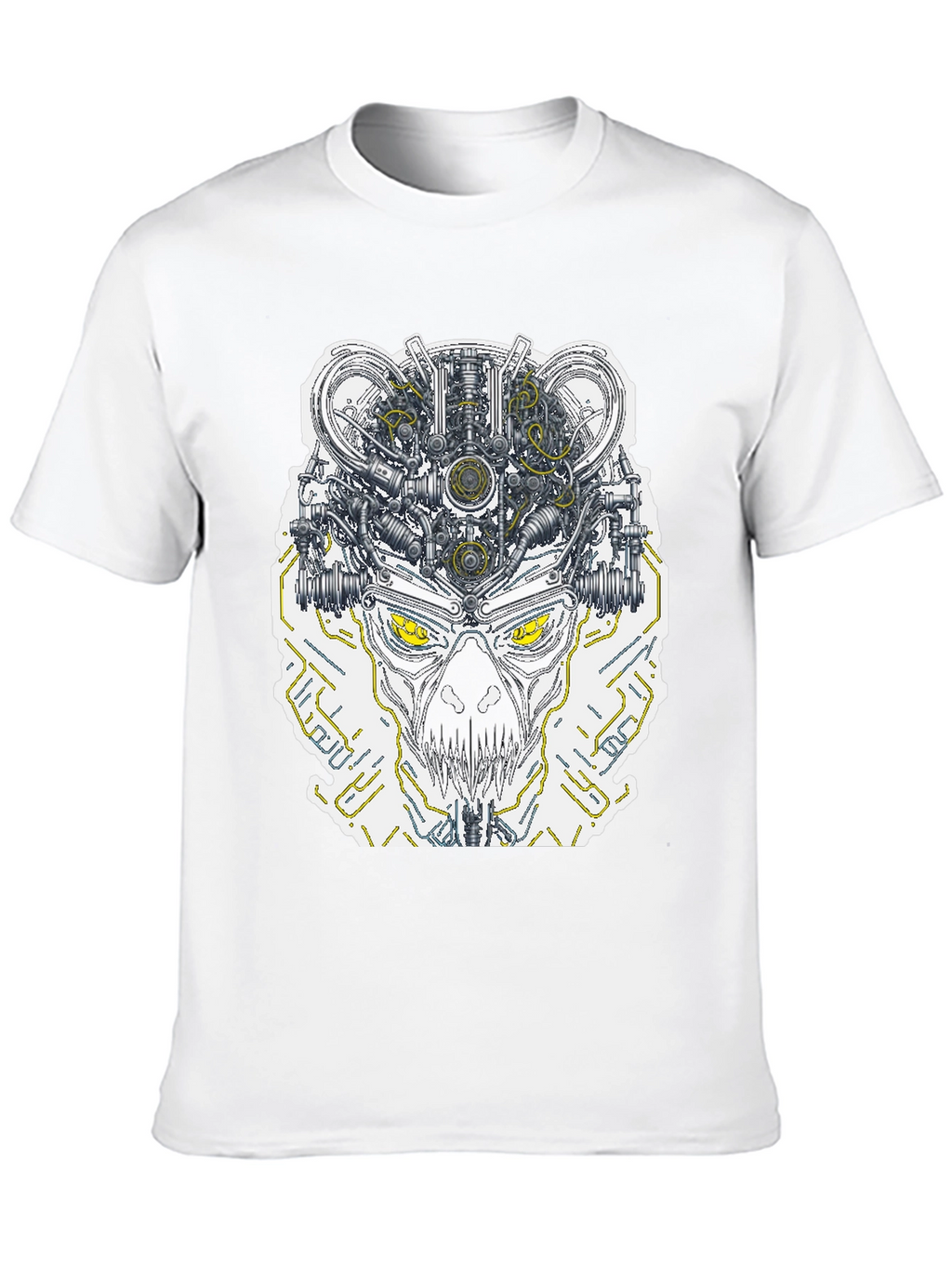 Robotic Skull Graphic Print Tee - Black